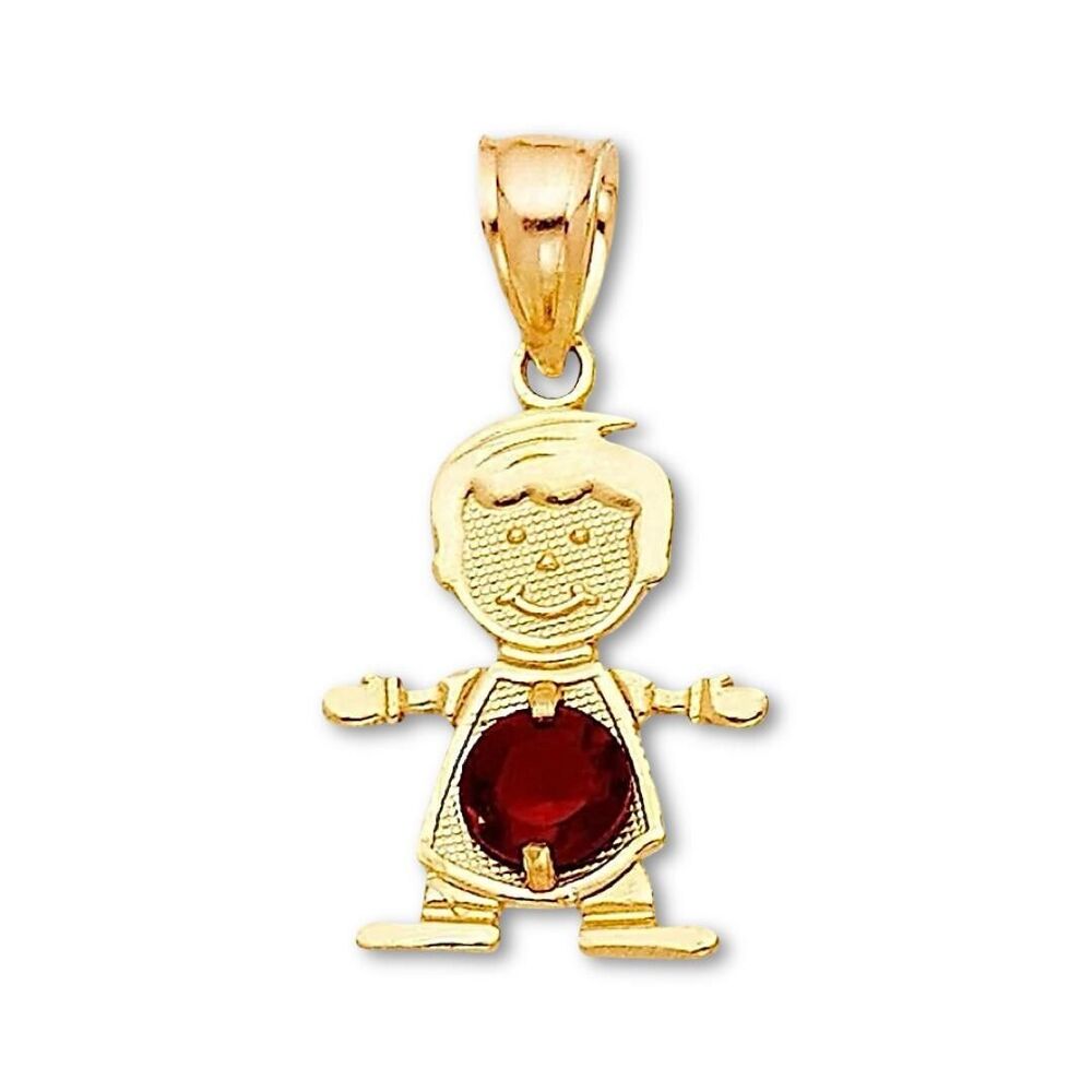14k Solid Gold January Birthstone Boy Charm | Fine Jewelry By Tehrani Jewelry